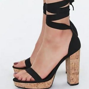 Wraparound Cork Platform Heels